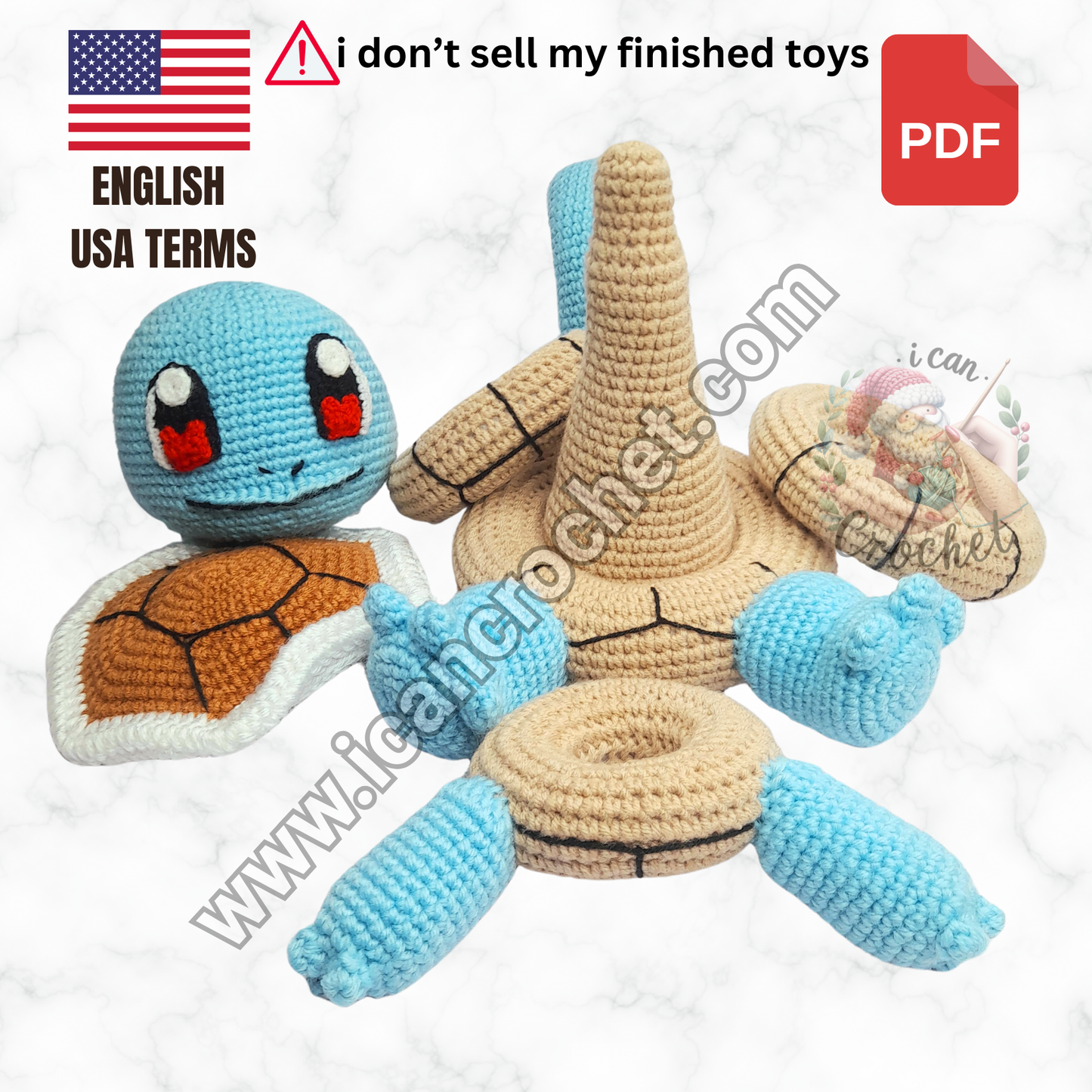 Squirtle Crochet Stacking Toy Pattern (PDF ONLY)