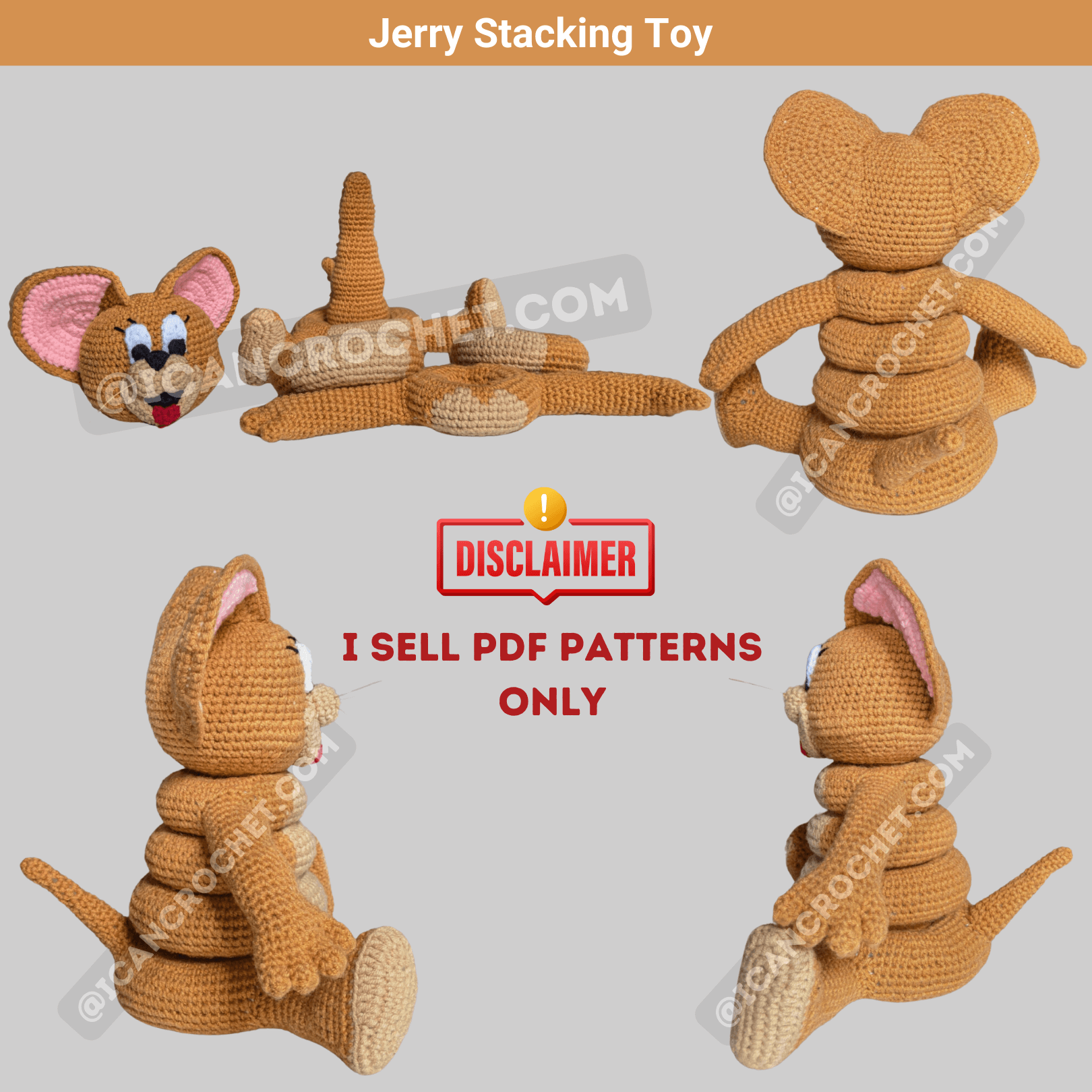 Jerry stacking toy crochet pattern