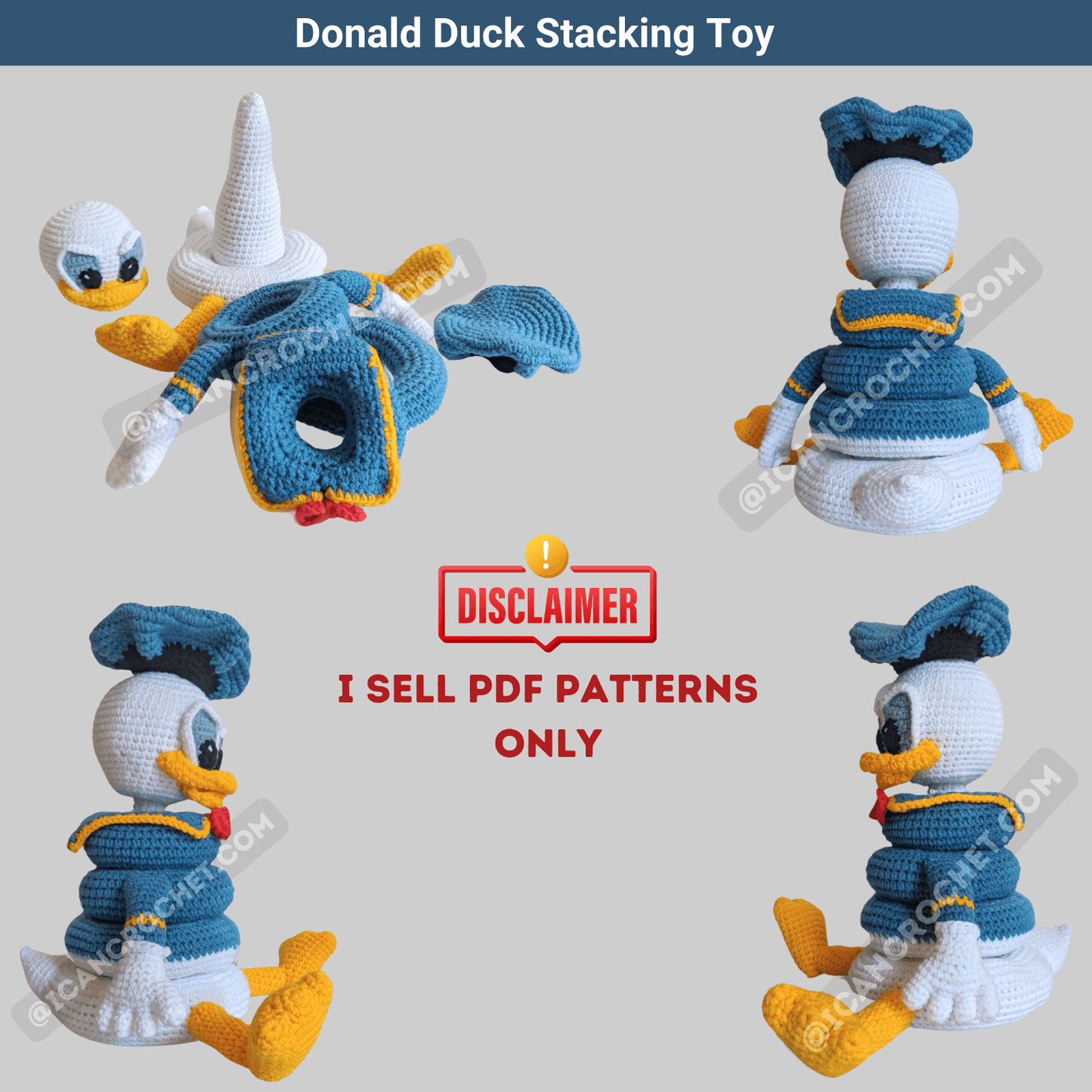 donald duck stacking toy crochet pattern