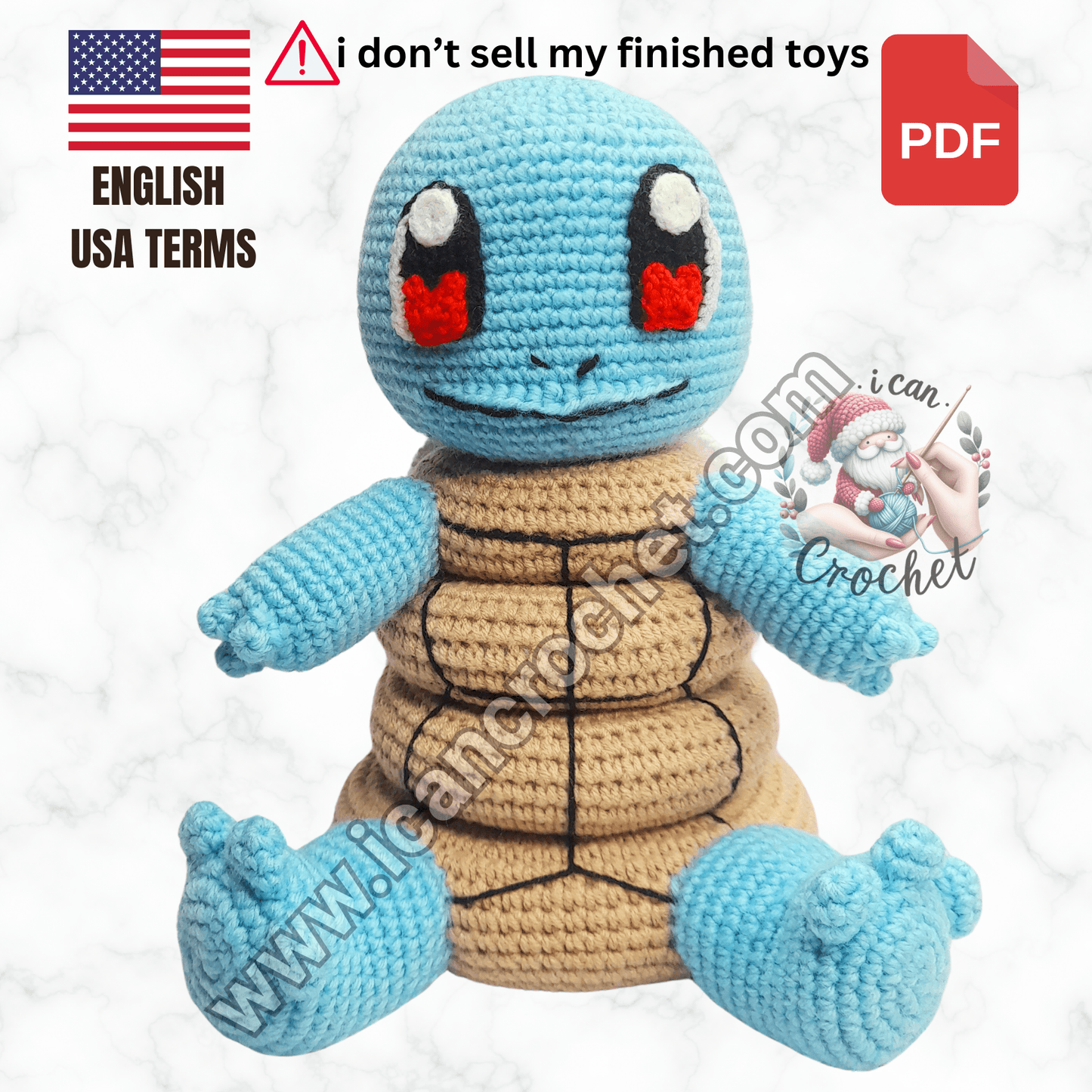 Squirtle Crochet Stacking Toy Pattern (PDF ONLY)