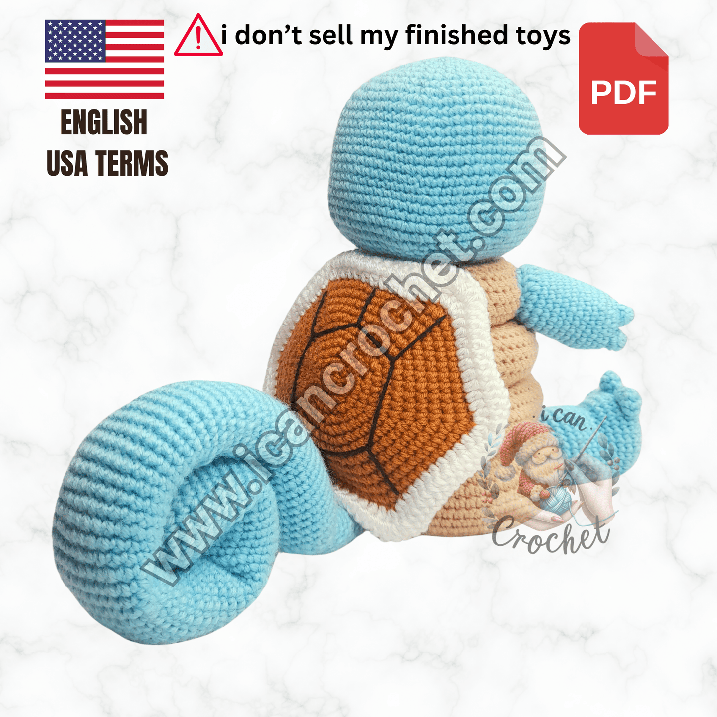 Squirtle Crochet Stacking Toy Pattern (PDF ONLY)