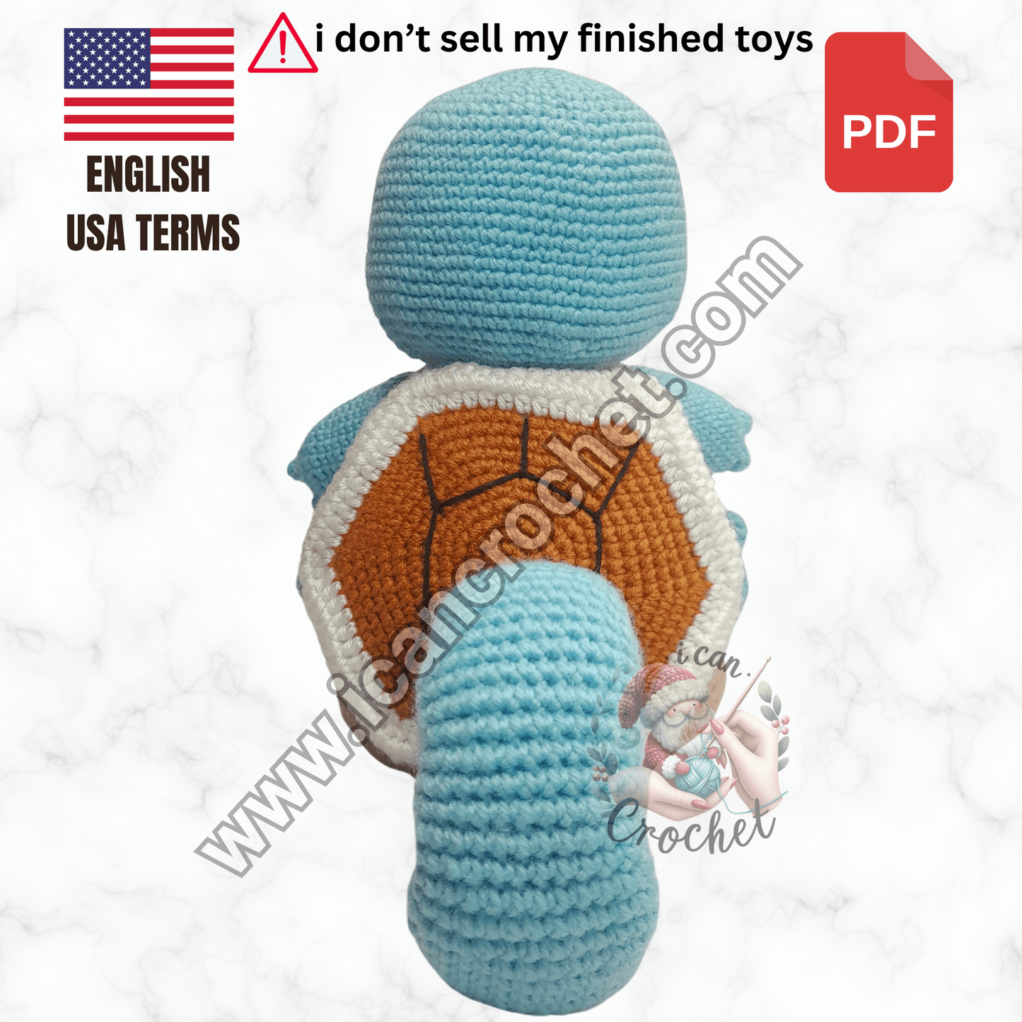 Squirtle Crochet Stacking Toy Pattern (PDF ONLY)