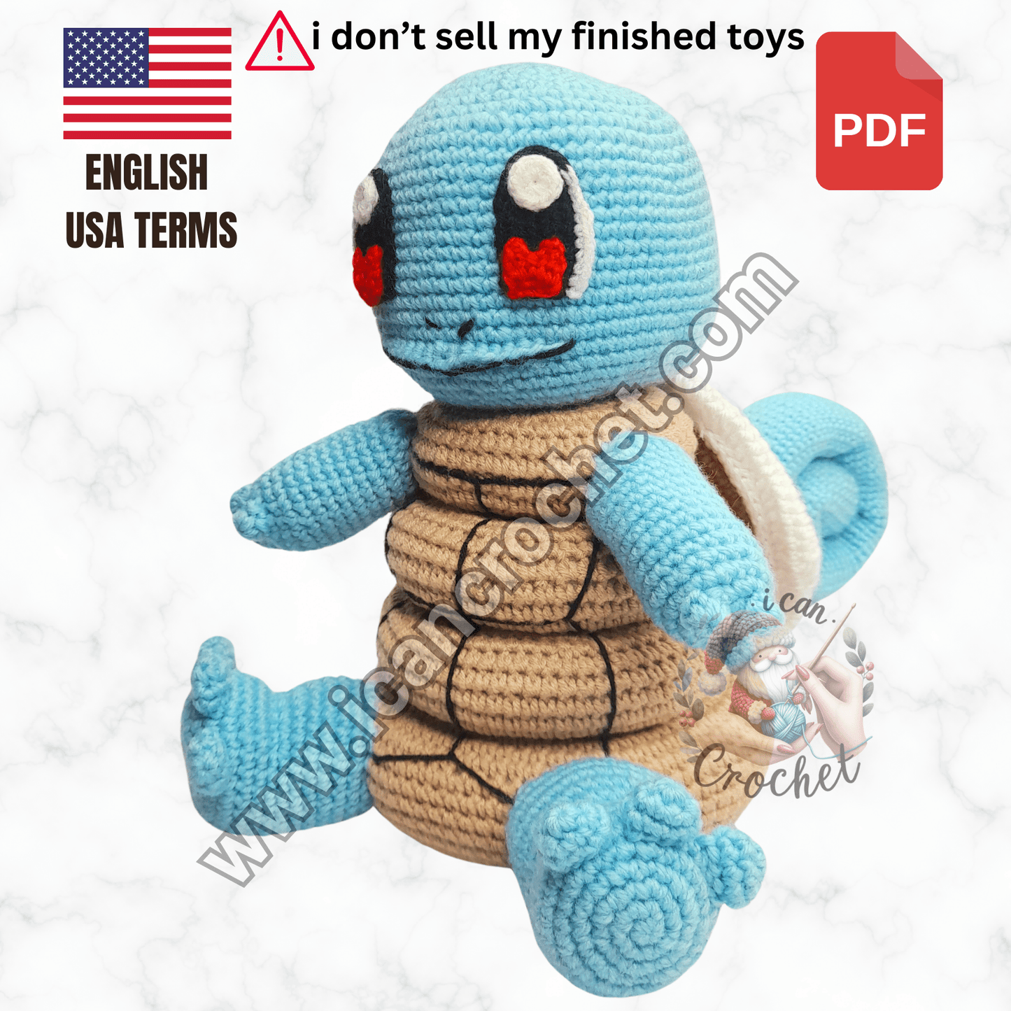 Squirtle Crochet Stacking Toy Pattern (PDF ONLY)