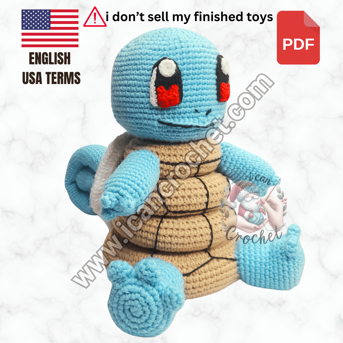 Squirtle Crochet Stacking Toy Pattern (PDF ONLY)