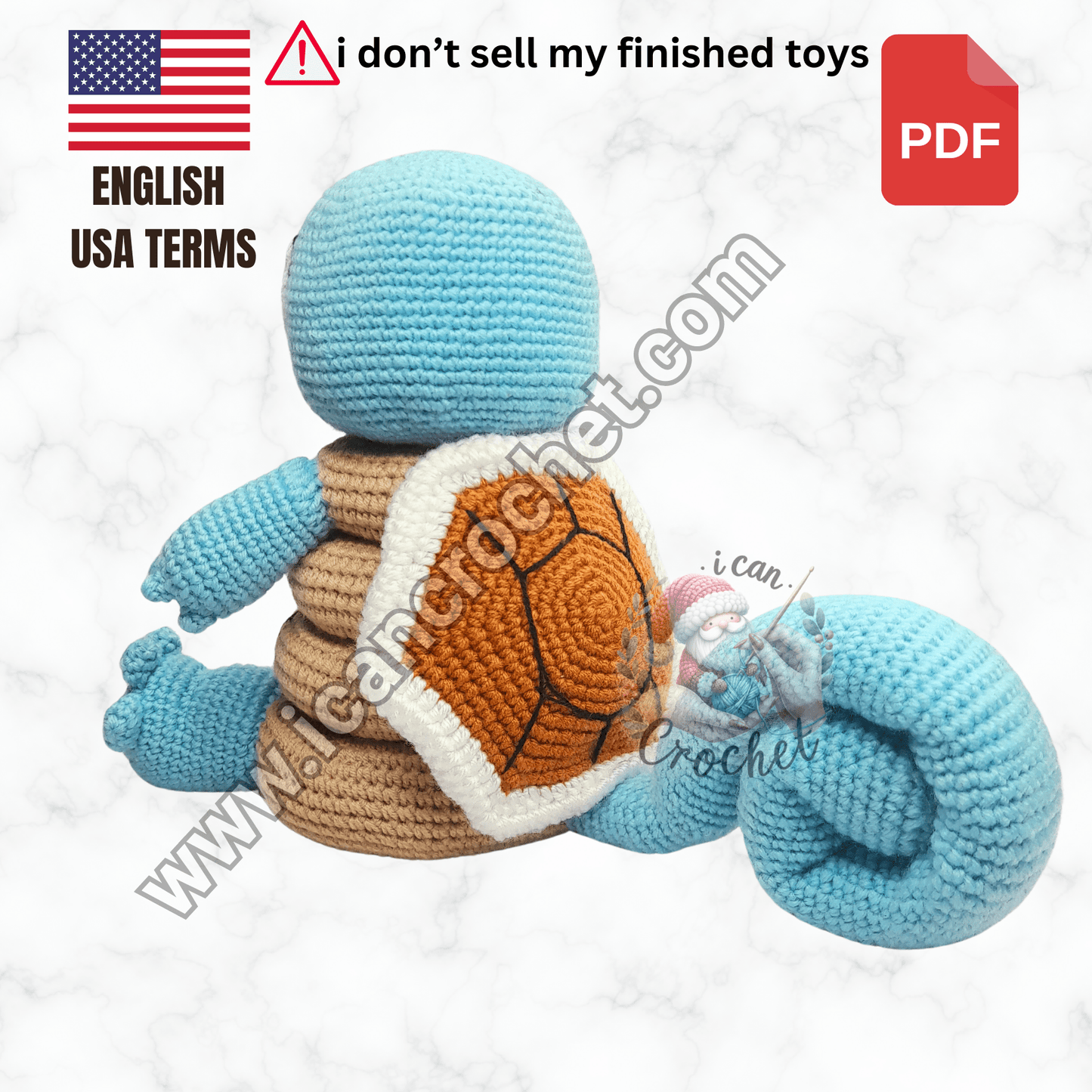 Squirtle Crochet Stacking Toy Pattern (PDF ONLY)