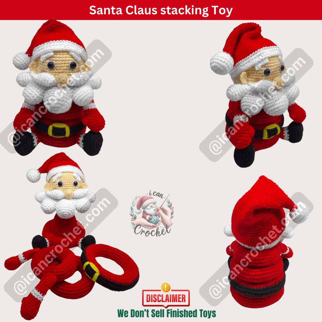 Amigurumi Santa Claus stacking toy crochet pattern for beginners 