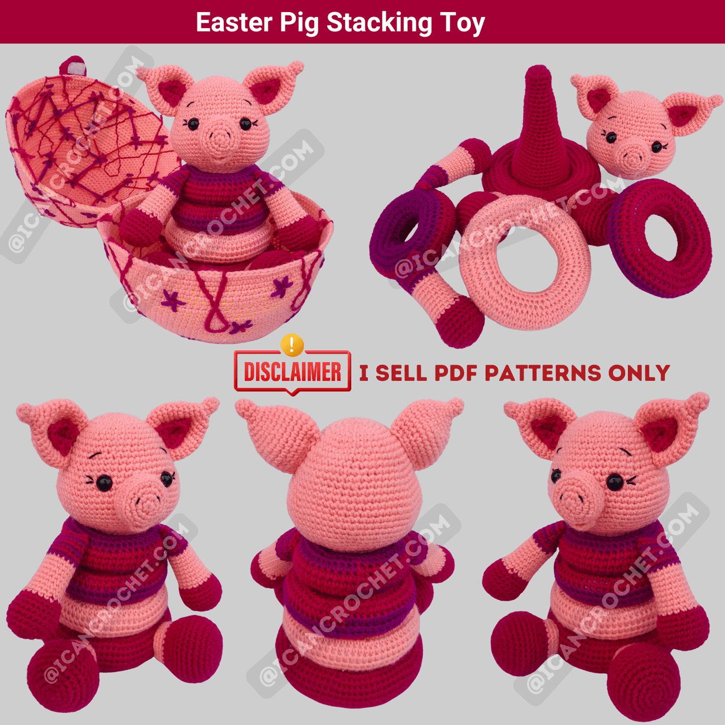 Easter pig with egg crochet toy pattern
