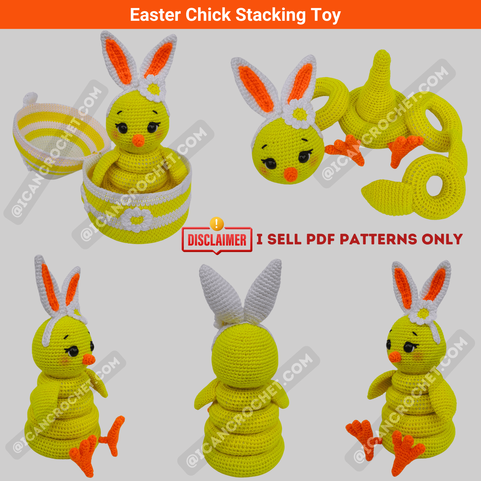 Easter Chick with egg crochet toy pattern