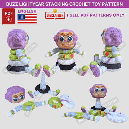 Cartoon Stacking Crochet Toys Bundle : 9 ENGLISH PDF PATTERNS (READ DESCRIPTION)