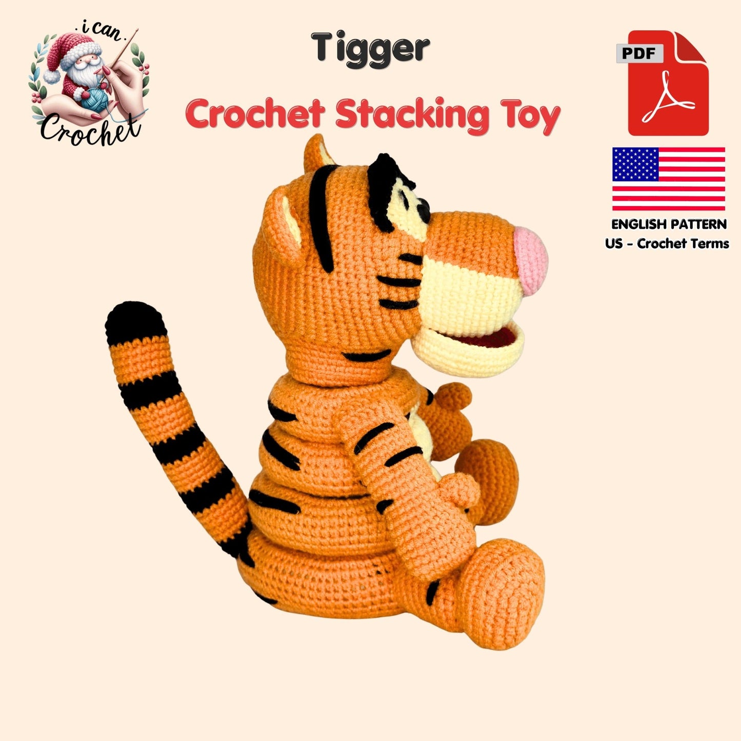 Tigger Crochet Pattern Stacking Toy
