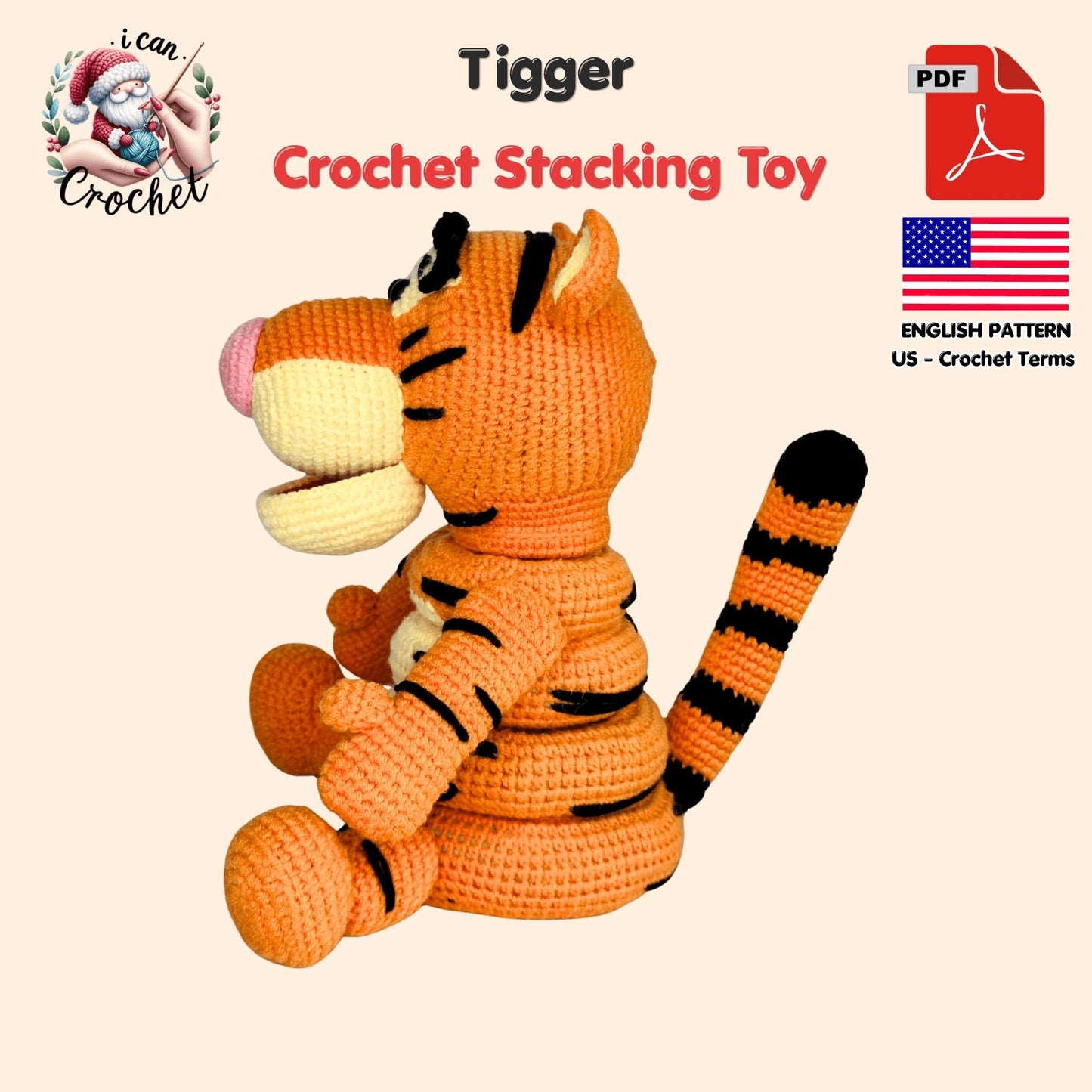 Tigger Crochet Pattern Stacking Toy