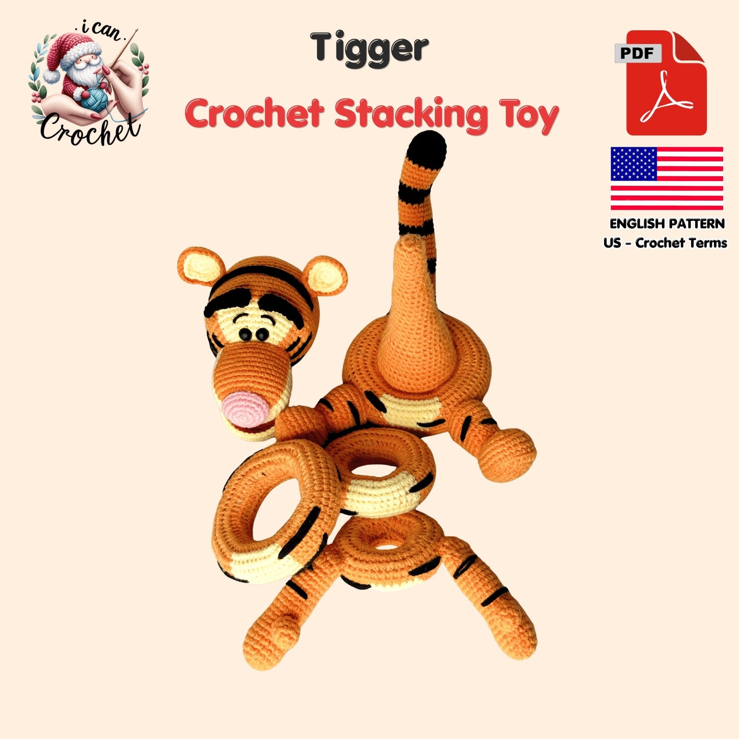 Tigger Crochet Pattern Stacking Toy