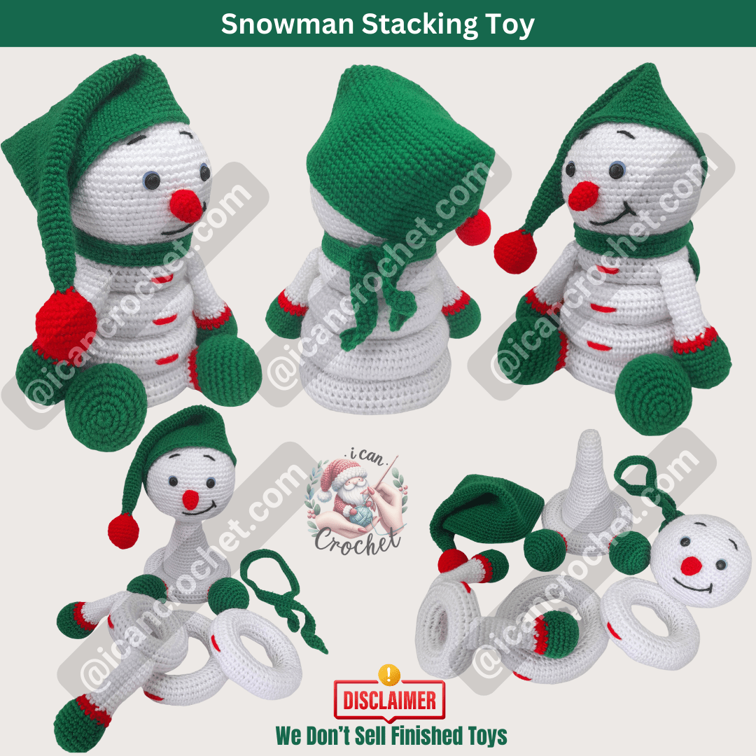 Snowman stacking toy crochet patterns for beginners